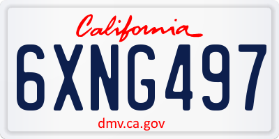 CA license plate 6XNG497