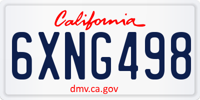 CA license plate 6XNG498