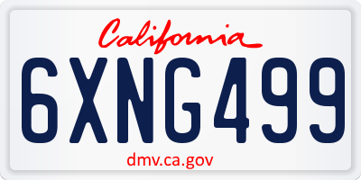 CA license plate 6XNG499