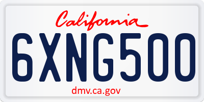CA license plate 6XNG500