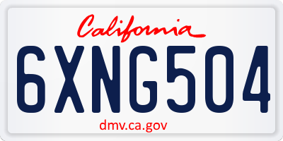 CA license plate 6XNG504