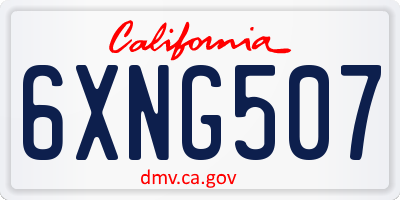 CA license plate 6XNG507