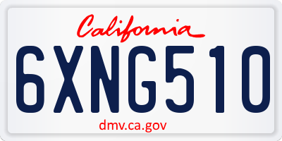 CA license plate 6XNG510