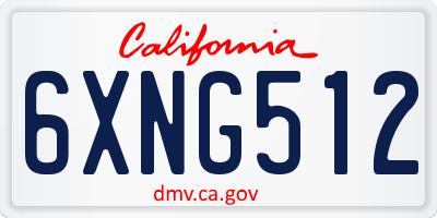 CA license plate 6XNG512