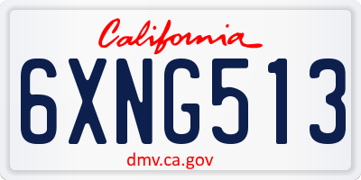 CA license plate 6XNG513