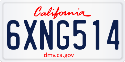 CA license plate 6XNG514