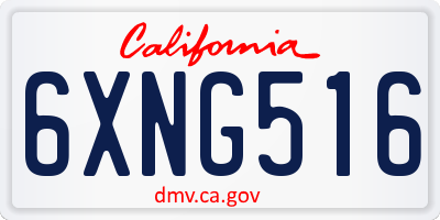 CA license plate 6XNG516