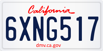 CA license plate 6XNG517