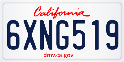 CA license plate 6XNG519