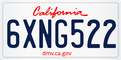 CA license plate 6XNG522