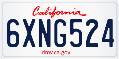 CA license plate 6XNG524