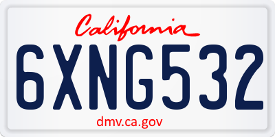 CA license plate 6XNG532