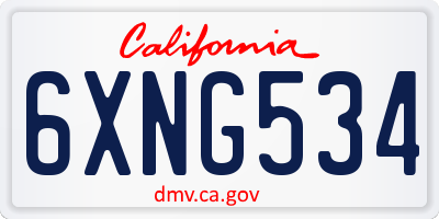 CA license plate 6XNG534