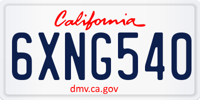 CA license plate 6XNG540