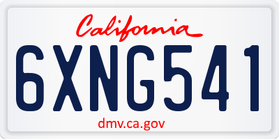 CA license plate 6XNG541
