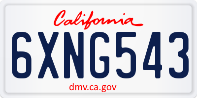 CA license plate 6XNG543