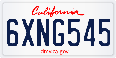 CA license plate 6XNG545