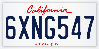 CA license plate 6XNG547