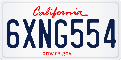 CA license plate 6XNG554