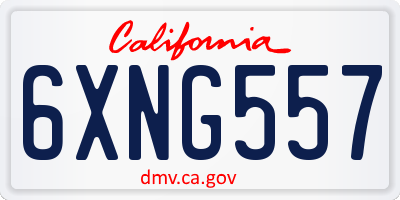 CA license plate 6XNG557