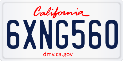 CA license plate 6XNG560