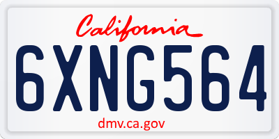 CA license plate 6XNG564