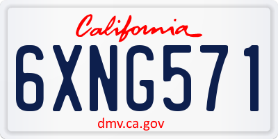 CA license plate 6XNG571