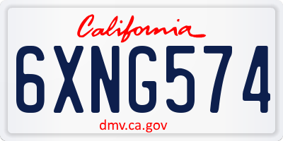 CA license plate 6XNG574