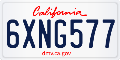 CA license plate 6XNG577