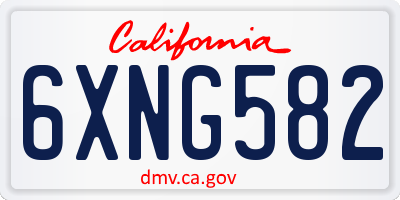 CA license plate 6XNG582