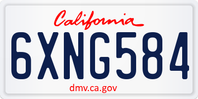 CA license plate 6XNG584
