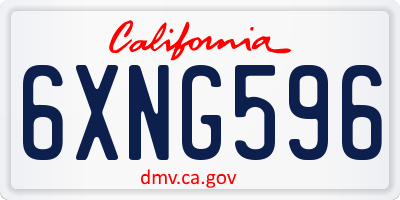 CA license plate 6XNG596