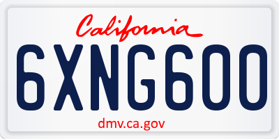 CA license plate 6XNG600