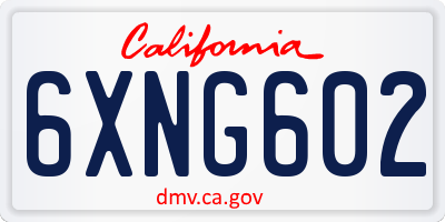 CA license plate 6XNG602