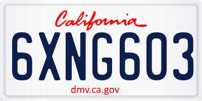CA license plate 6XNG603