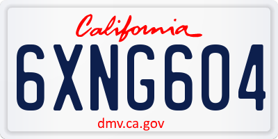 CA license plate 6XNG604
