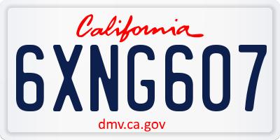 CA license plate 6XNG607