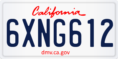 CA license plate 6XNG612