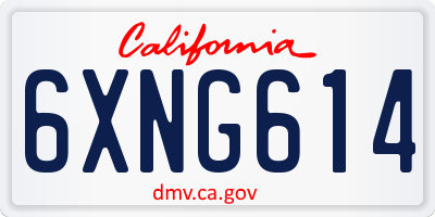 CA license plate 6XNG614