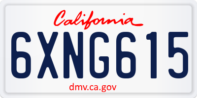 CA license plate 6XNG615