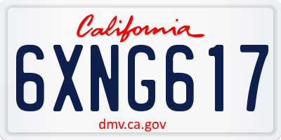 CA license plate 6XNG617