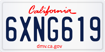CA license plate 6XNG619