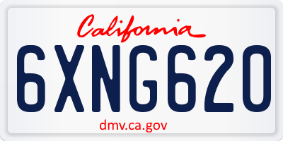 CA license plate 6XNG620