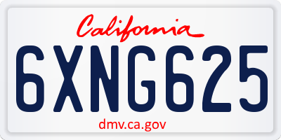 CA license plate 6XNG625