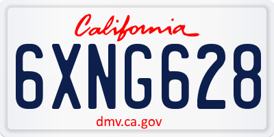 CA license plate 6XNG628