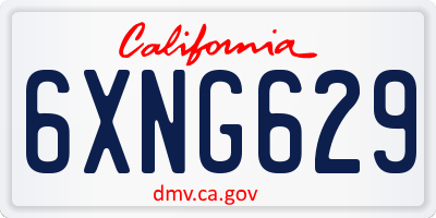 CA license plate 6XNG629
