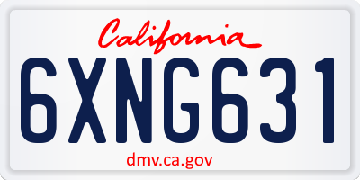 CA license plate 6XNG631