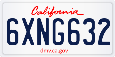 CA license plate 6XNG632