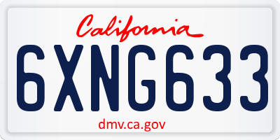 CA license plate 6XNG633