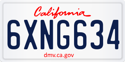 CA license plate 6XNG634